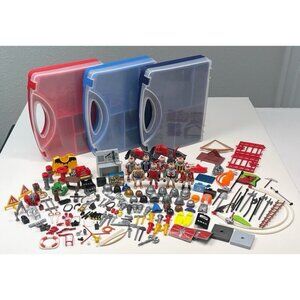 Huge VTG PLAYMOBIL LOT 179+ Figures Accessories & Cases S.W.A.T. Police Knight